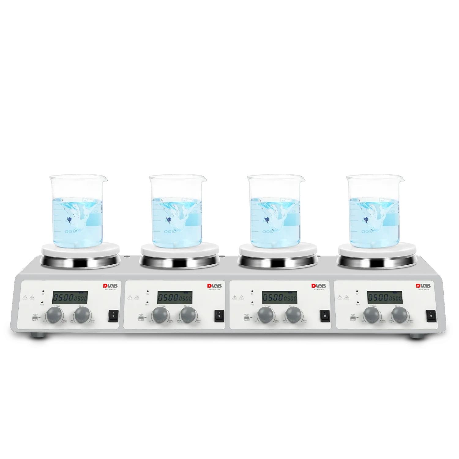 D-Lab LCD Magnetic Hotplate Stirrer, max. temperature at 340℃, Work plate Dimension 5 inch, 4 positions (MS-H340-S4)