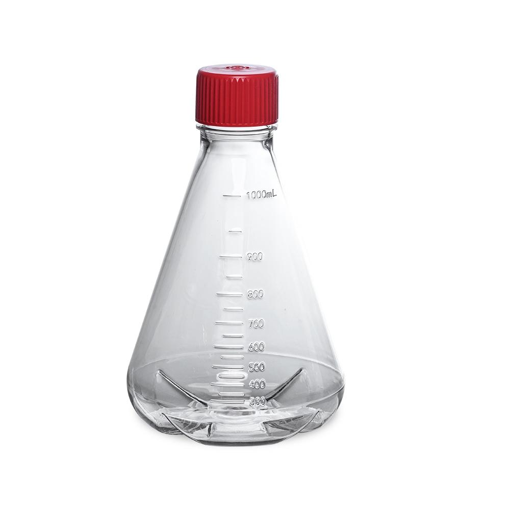 LabSelect 1000mL Baffled Polycarbonate Erlenmeyer Flask With Vent Cap