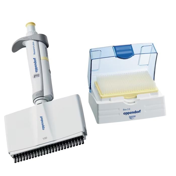Eppendorf Research® plus 24-channel, 4.5 mm cone distance 5 – 100 µL, light yellow, variable volume