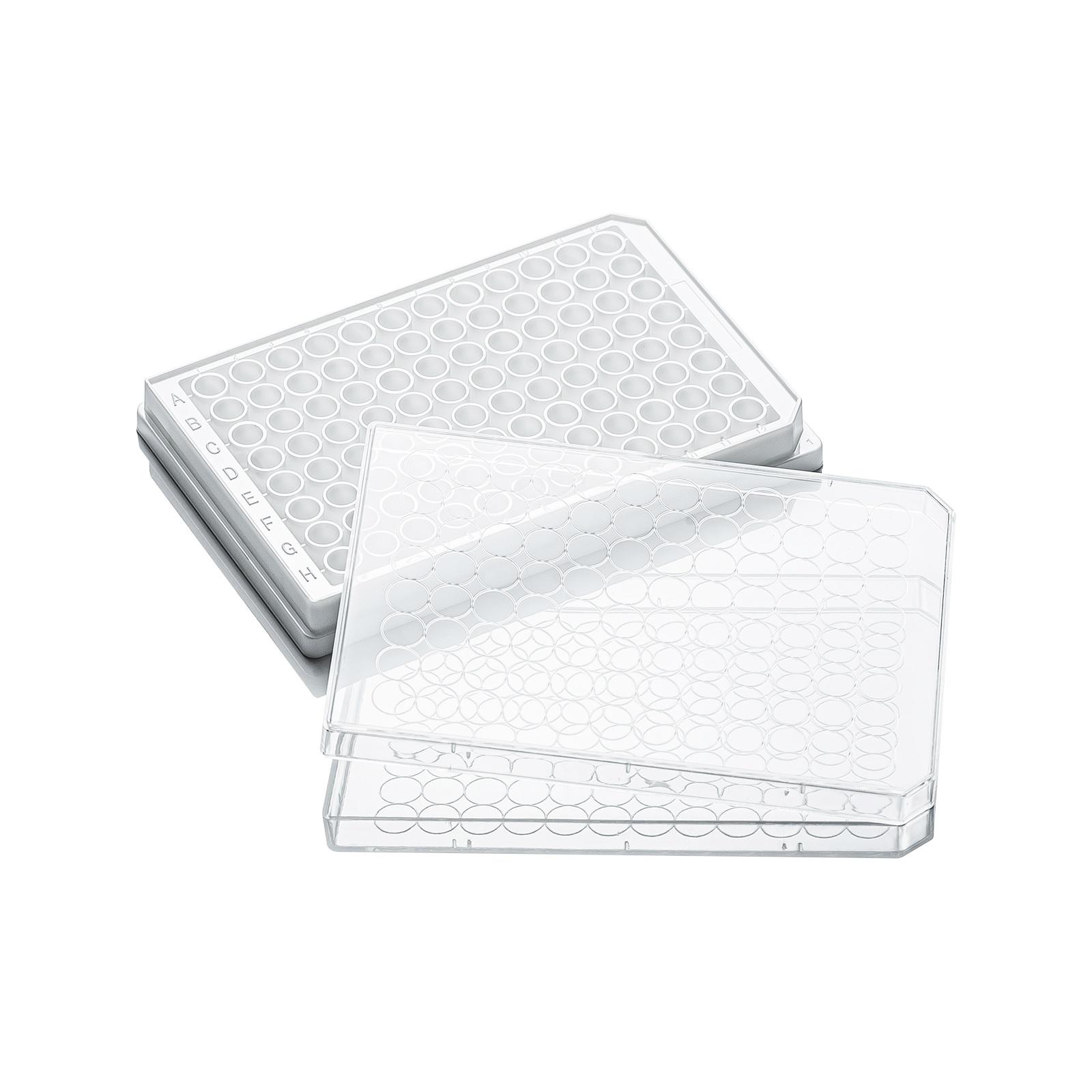 LabSelect 96-well Cell Culture Plate, Clear Flat Bottom, White Plate, Clear Lid, Non-Treated