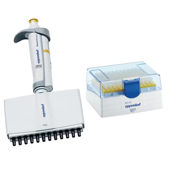 Eppendorf Research® plus 12-channel 10 – 100 µL, yellow, variable volume