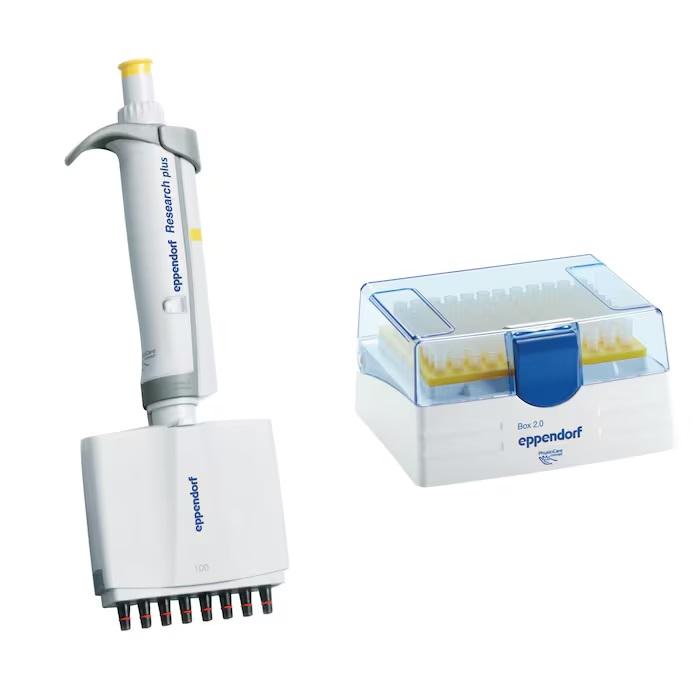 Eppendorf Research® plus 8-channel 10 – 100 µL, yellow, variable volume