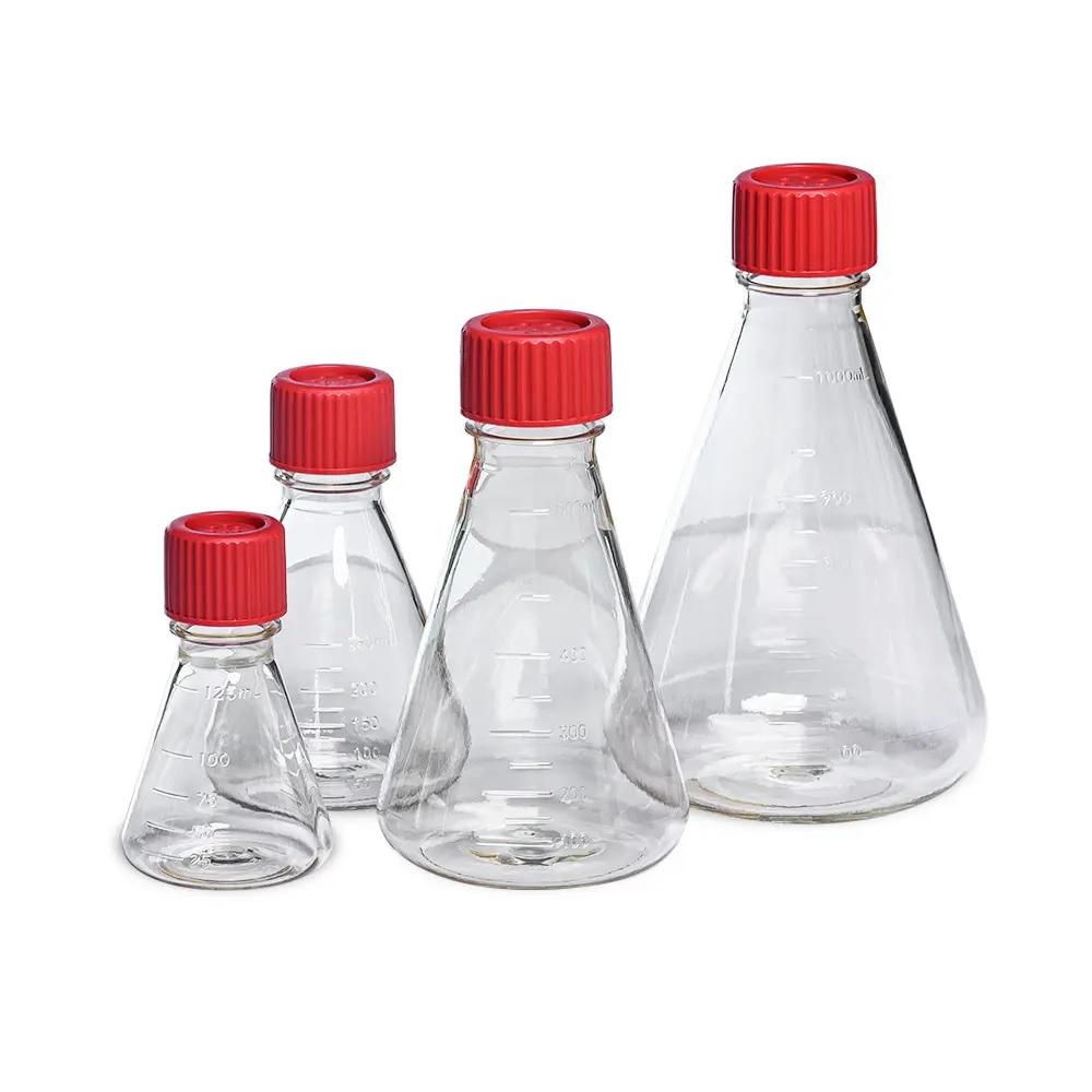 Labselect (125mL) Flask, Conical, Body: Polycarbonate, Cap: Polypropylene, Vent Cap, Sterile