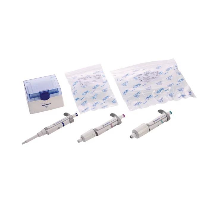 Eppendorf Research® plus, 3-pack 1-channel option 3: 100–1,000 µL, 0.5–5 mL, 1–10 mL, variable volume