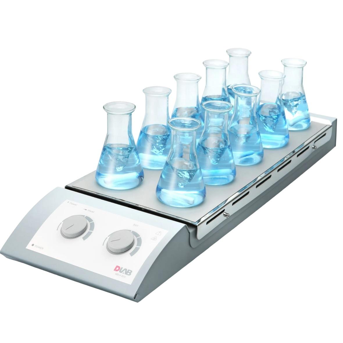 D-Lab 10-Position Classic Hotplate Magnetic Stirrer, Max. heating temperature 120°C, Work plate Dimension 180 x 450 mm, 10-Position (MS-H-S10)