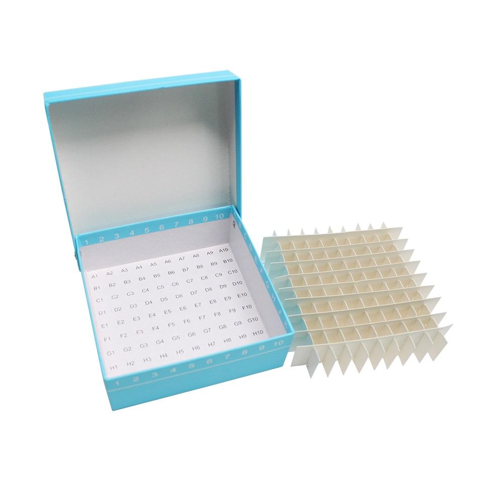 Biosharp CryogenicVialBox,100wells,cardboard,Vial Box, Hinged Lid Design, Paper bRacket,0.5-2mL cryotubes