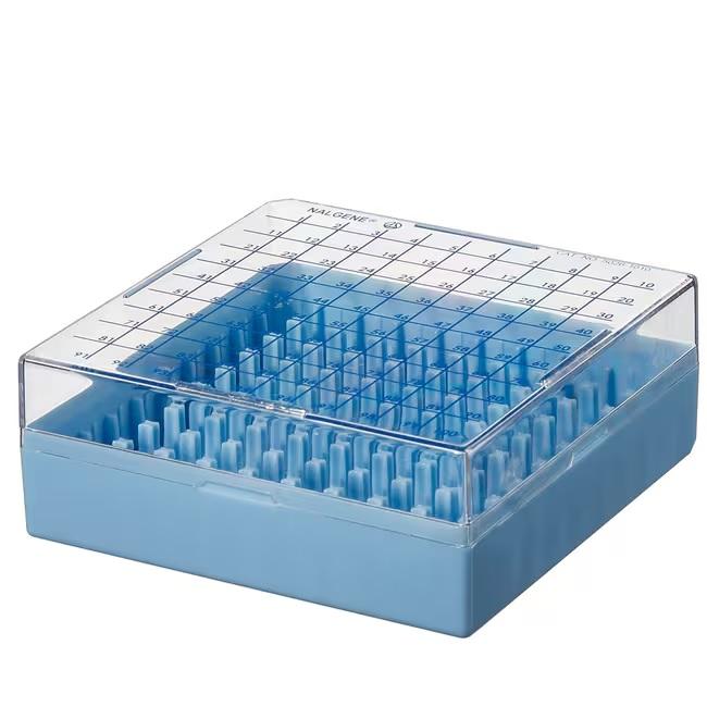 Nalgene Polycarbonate CryoBox, Blue, 10 x 10, hold100 (1 to 1.5 mL Vials)