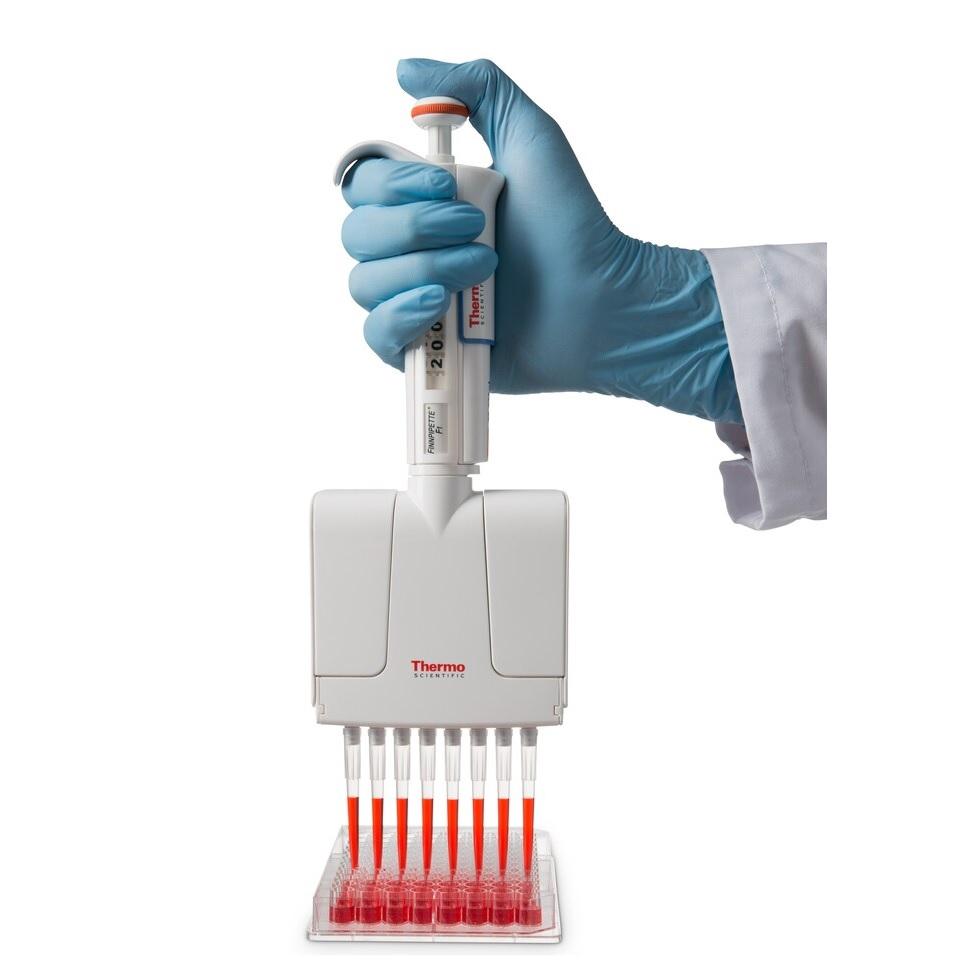 Finnpipette™ F1 Multichannel Pipette, 30 to 300 μL, 12 Channels, Orange