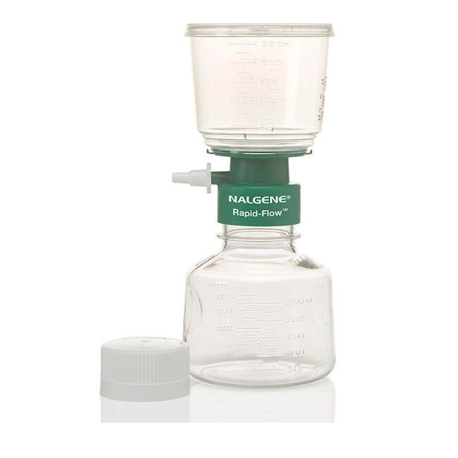 Nalgene™ Rapid-Flow™ Sterile Single Use Vacuum Filter Unit, Cellulose Nitrate, Volume Receiver 250 mL, Pore Size 0.2 μm, Diam. 50 mm, Case of 12
