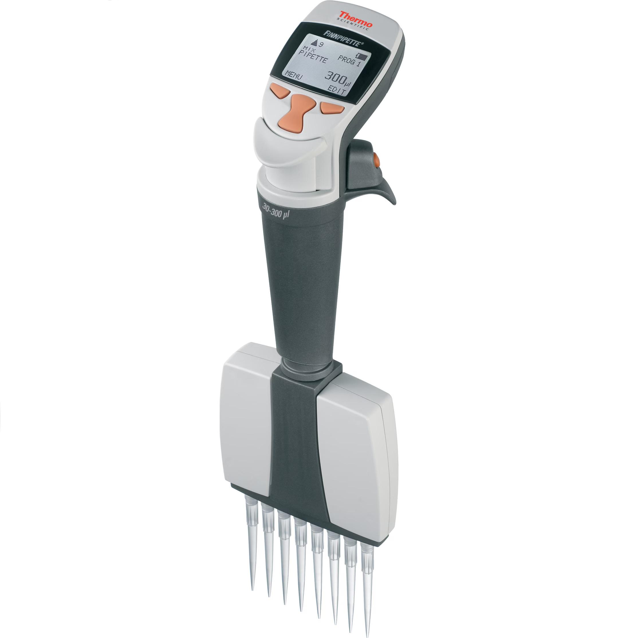 Finnpipette™ Novus Multichannel Pipettes, 30 to 300 μL, 8 Cahnnels, Orange