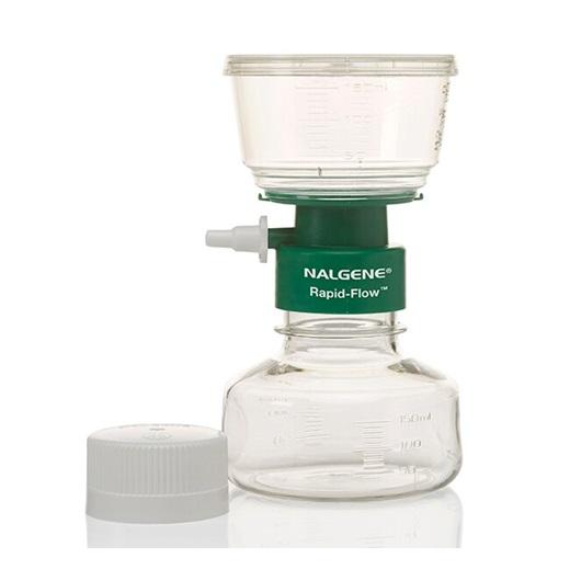 Nalgene™ Rapid-Flow™ Sterile Single Use Vacuum Filter Unit, Cellulose Nitrate, Volume Receiver 150 mL, Pore Size 0.2 μm, Diam. 50 mm, Case of 12