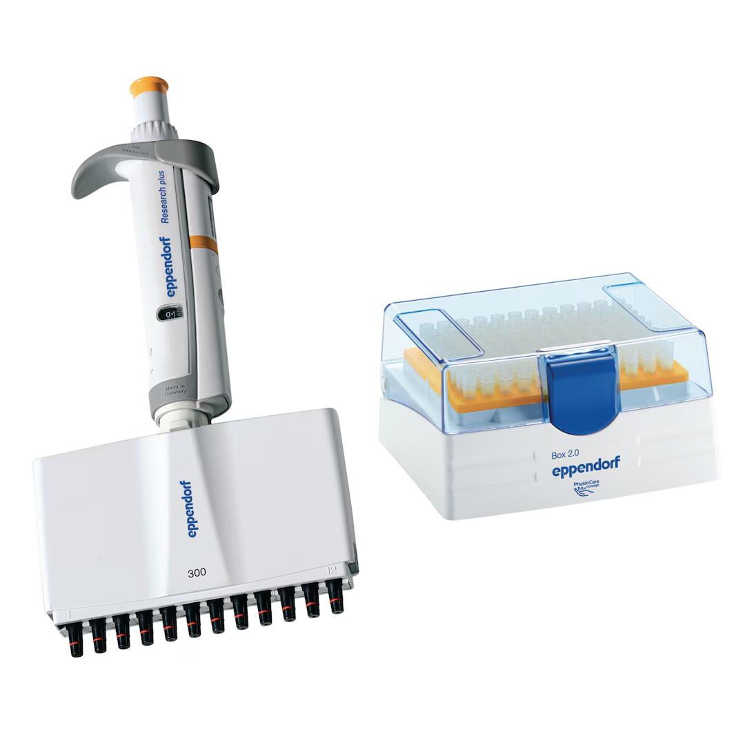 Eppendorf Research® plus, 12-channel, variable, incl. epT.I.P.S.® Box, 30 – 300 µL, orange