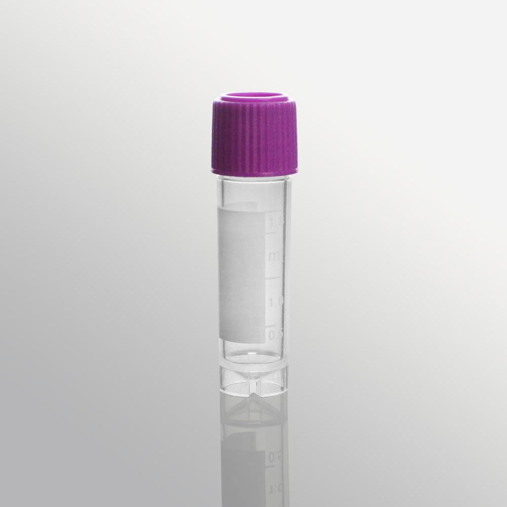 Biosharp 2.0mL Cryogenic Vial, External Thread, Sterile, Purple Cap, Clear Tube