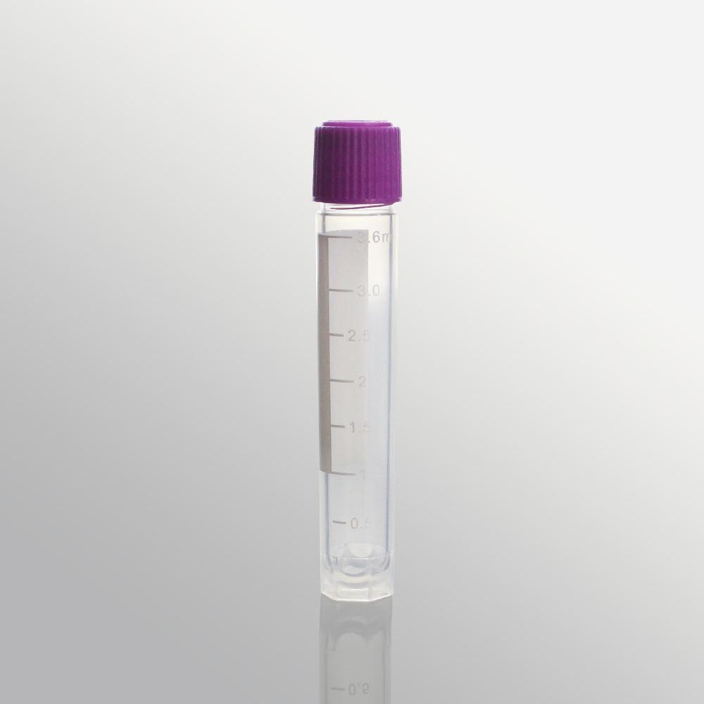 Biosharp 4.0mL Cryogenic Vial, External Thread, Sterile, Purple Cap, Clear Tube