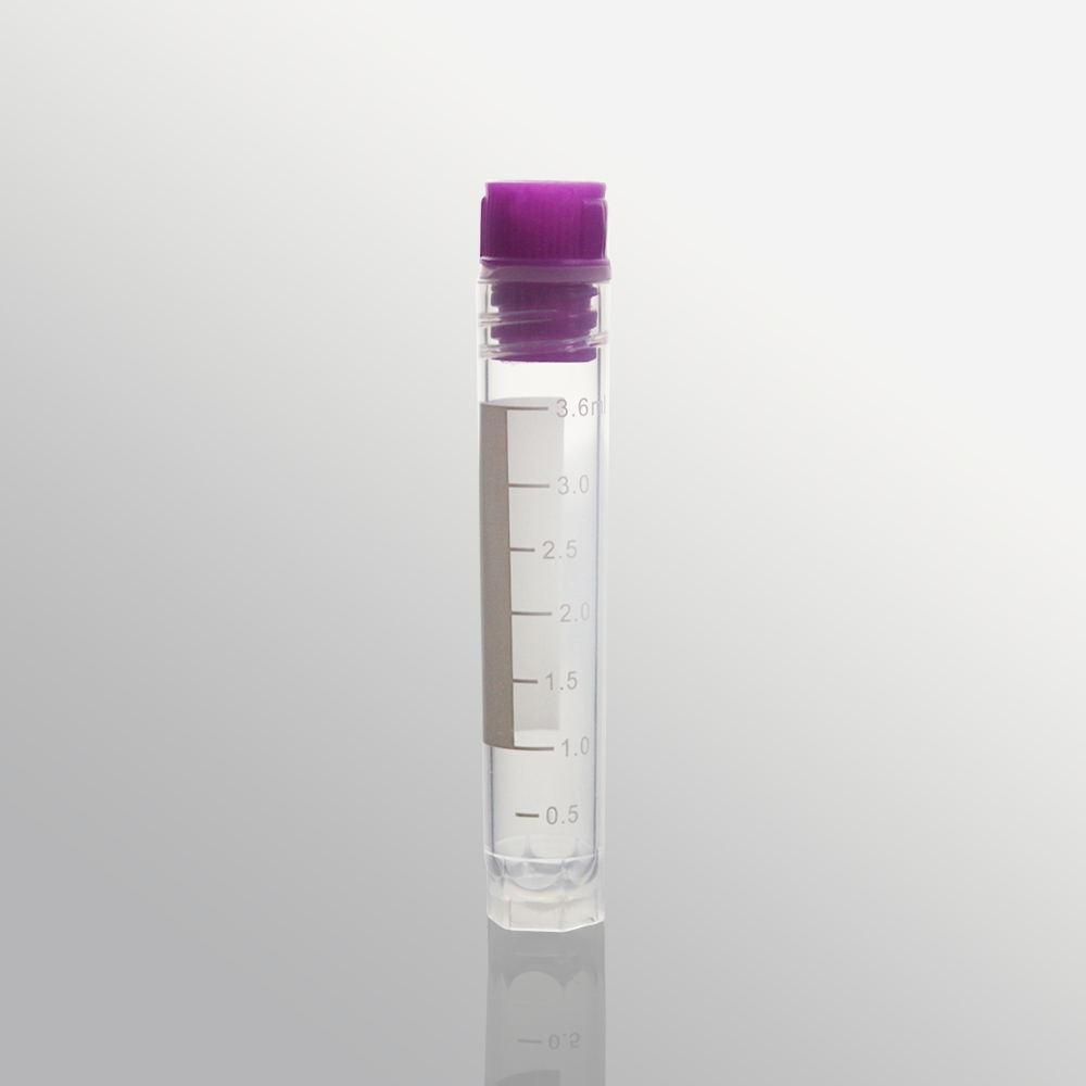 Biosharp 4.0mL Cryogenic Vial, Internal Thread, Sterile, Purple Cap, Clear Tube